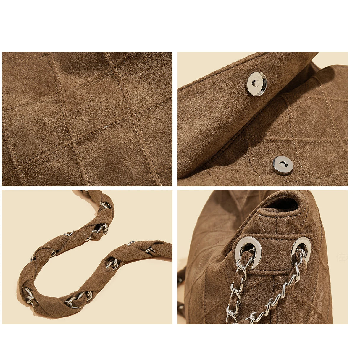 LAORENTOU Fabric Women's Strap Shoulder Bag Advanced Retro Underarm Large Capacity Fashion Quilted Handbag for Women Cossbody