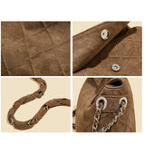 LAORENTOU Fabric Women's Strap Shoulder Bag Advanced Retro Underarm Large Capacity Fashion Quilted Handbag for Women Cossbody