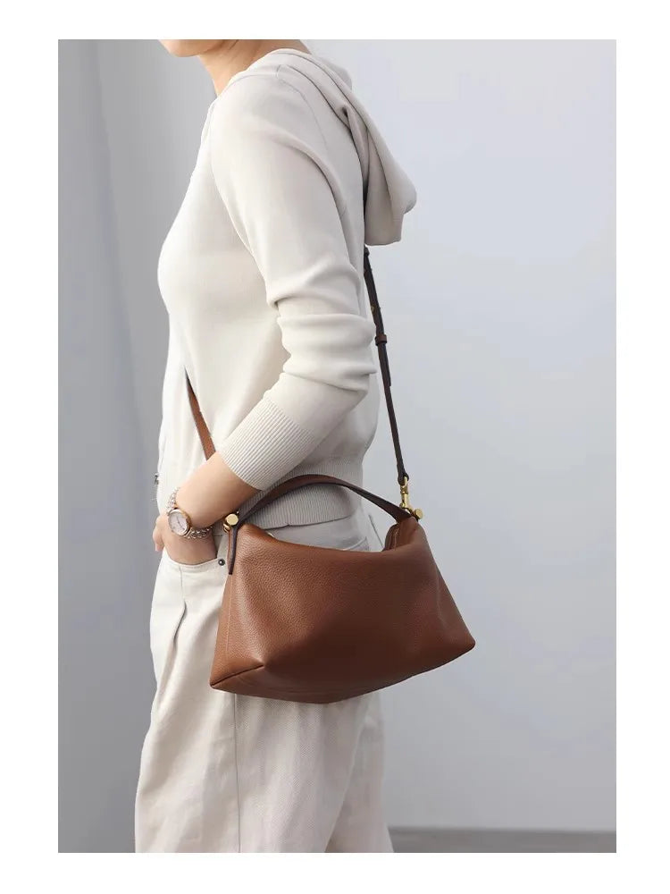 2024 Women Genuine Leather Luxury Handbags Small Size Versatile Cowhide Crossbody Bag Fashion Soft Messenger Purses