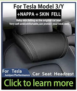 OULEX For Tesla Model 3 Y/Juniper Flocking/Leather Car Seat Neck Pillow Soft Memory Neck Pillow High-Quality Headrest Support