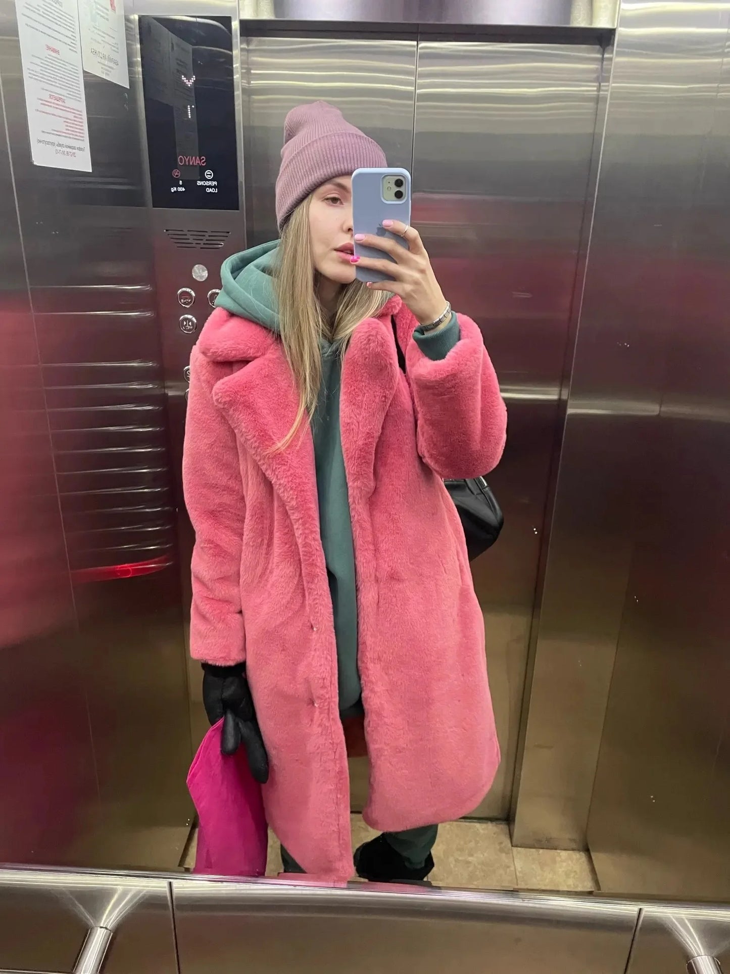 Luxury Faux Rabbit Fur Winter Overcoat