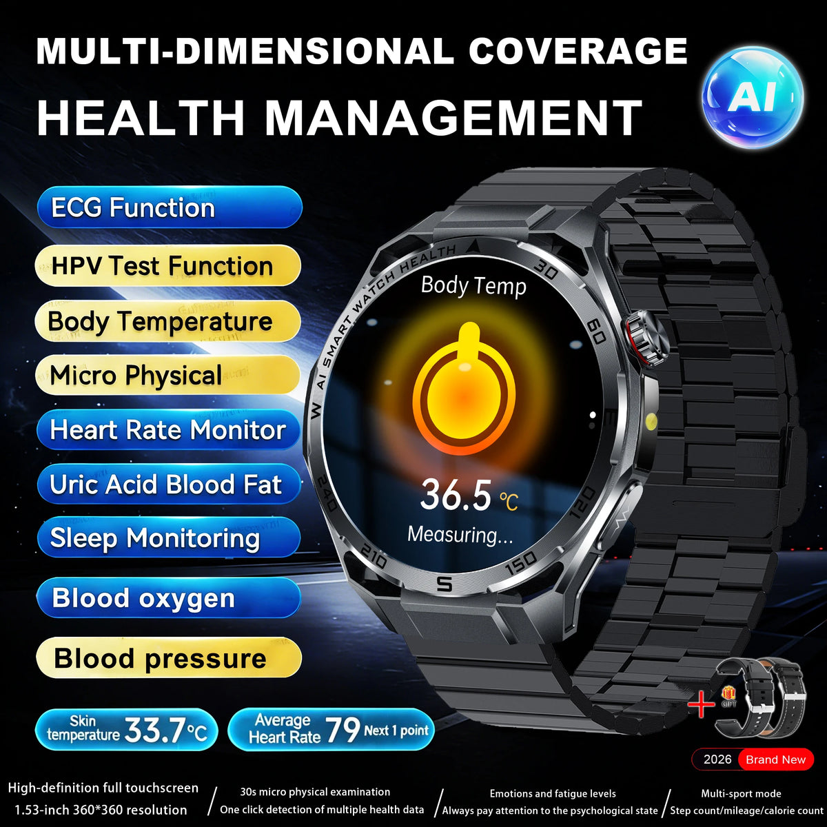 ECG+PPG Advanced Health Smart Watch for Men & Women