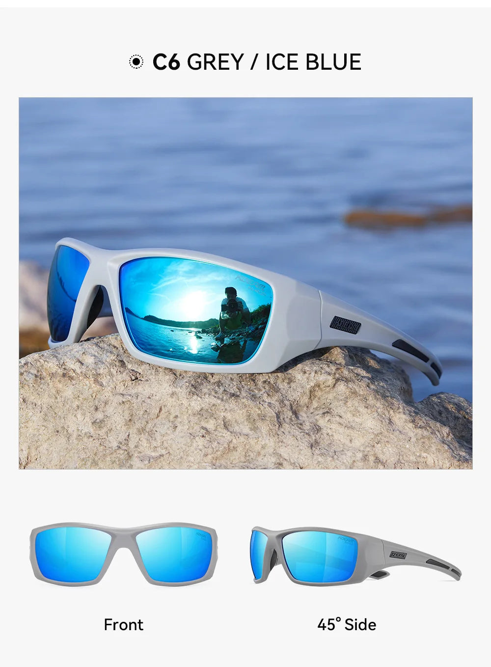 KDEAM New Polarized Fishing Sunglasses TR90 Frame Comfortable Anti slip Design Outdoor Fashion Sports Glasses Men Women Goggles