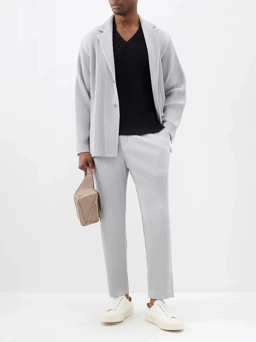 Men's Pleated Wide-Leg Pants