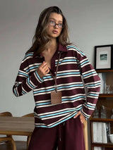 Vintage Striped Oversized Polo Shirt