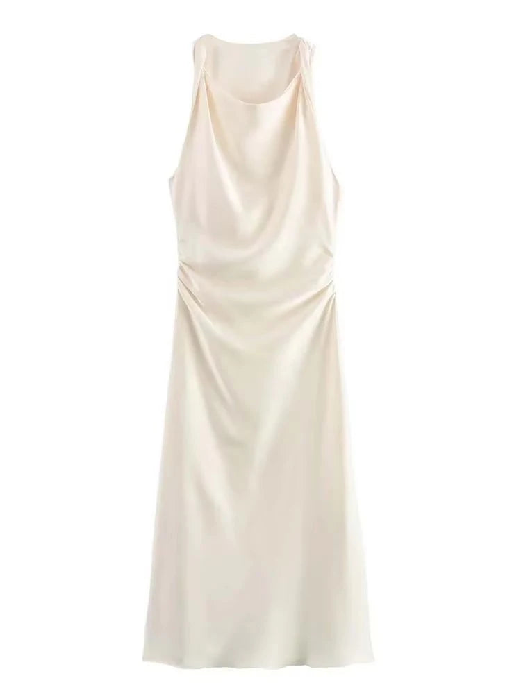 Elegant Satin Summer Slip Dress | Chic Evening Midi for Women
