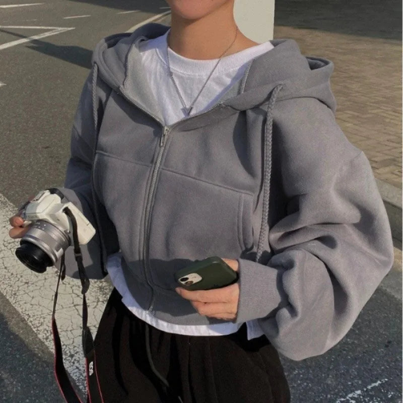 Women’s Y2K Zip-Up Crop Hoodie
