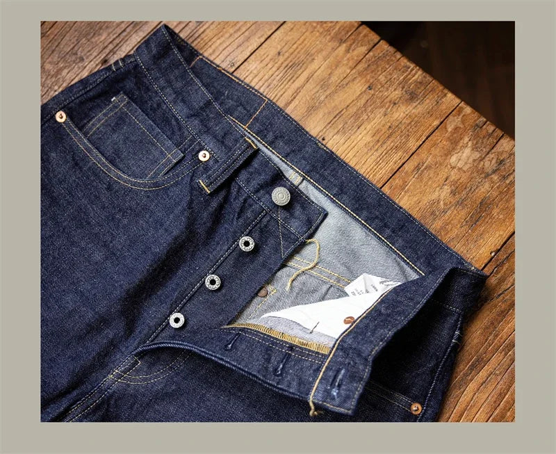 Vintage High-Rise Selvedge Denim Jeans for Men | 14oz