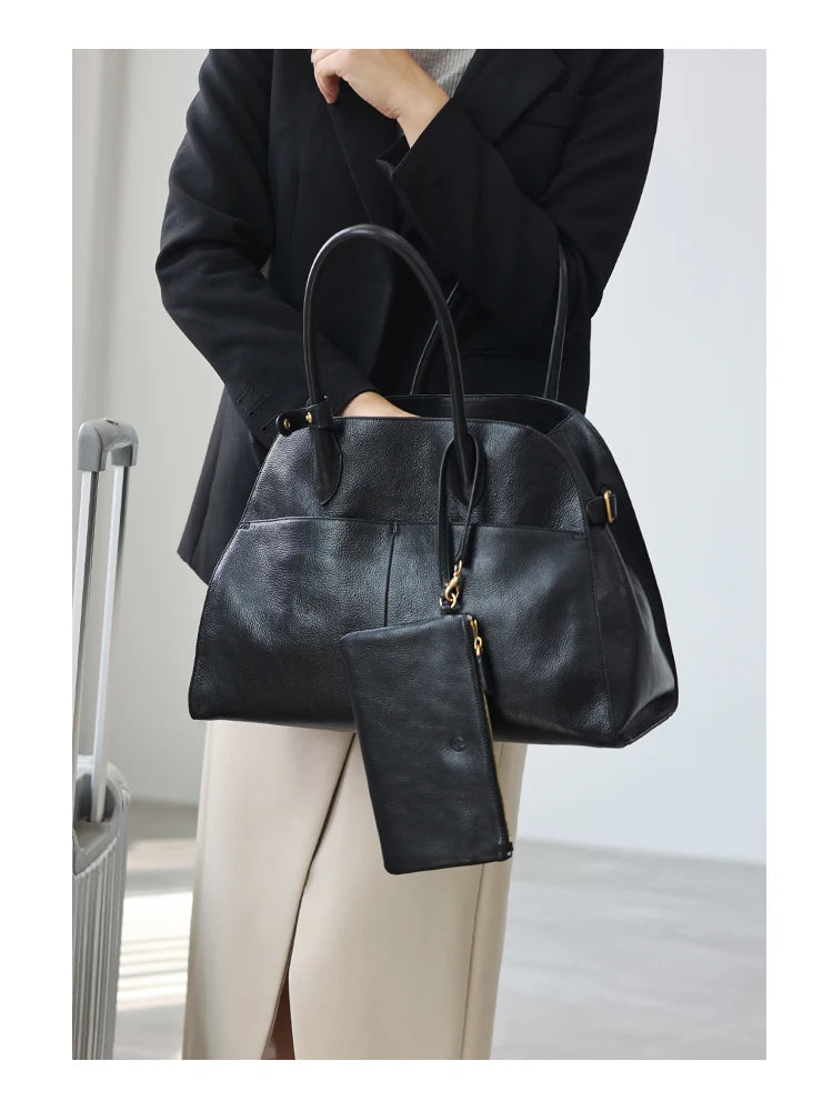 Women's Vegetable-Tanned Cowhide Leather Tote Bag