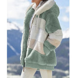 Hooded Plaid Spliced Winter Coat
