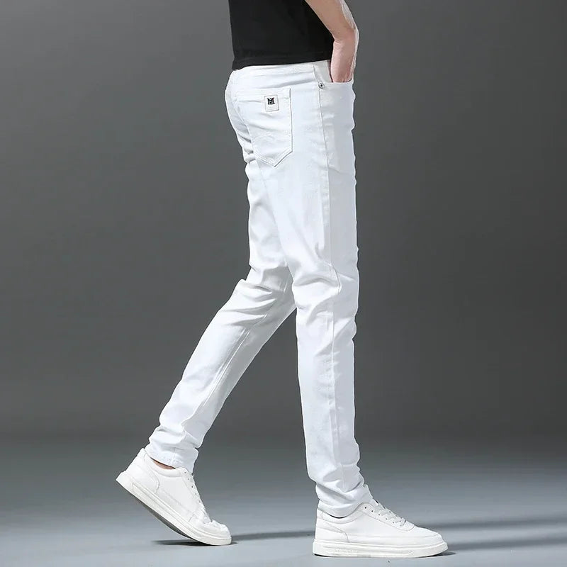 Men's Slim-Fit Cotton Jeans – Crisp White