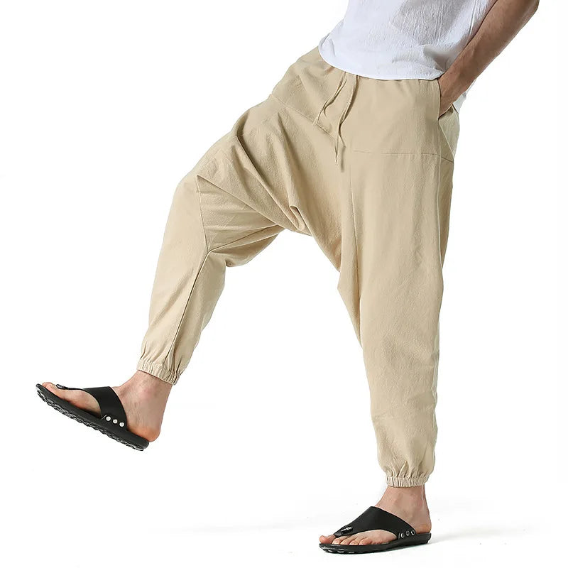 Men's Cotton Linen Loose-Fit Harem Pants