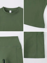 Women's Sculpting Sports Short Sleeve & High-Waist Shorts Set