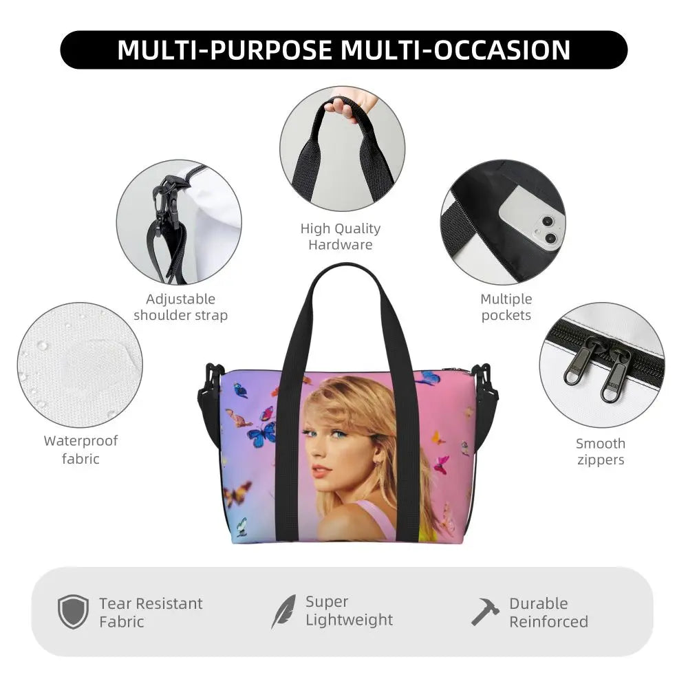 Custom The Eras Tour 1989 Taylor's Swift's American Pop Singer Tote Bag Women Large Capacity Beach Gym Travel Bags