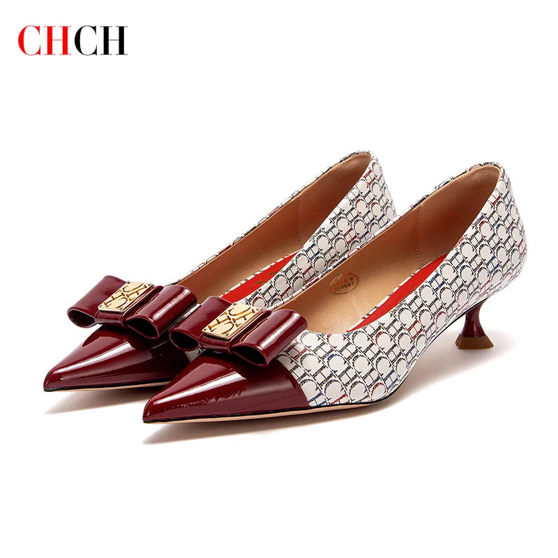 CHCH Women's Velvet Block Heel Pumps | Office & Evening