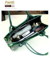 Luxury Genuine Leather Women's Bag Red Crocodile Pattern Ladies Handbags Tote Bag Fashion Travel Portable Shoulder Underarm Bags