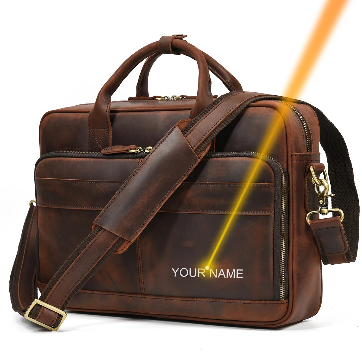 Men Briefcase Genuine Leather Laptop Bag 14 15.6" PC Doctor Lawyer Computer Bag Cowhide Male Briefcase Leather Men Business Bag