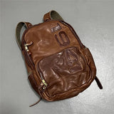 Vintage luxury genuine leather large capacity men's backpacks outdoor daily travel handmade soft real cowhide laptop schoolbags