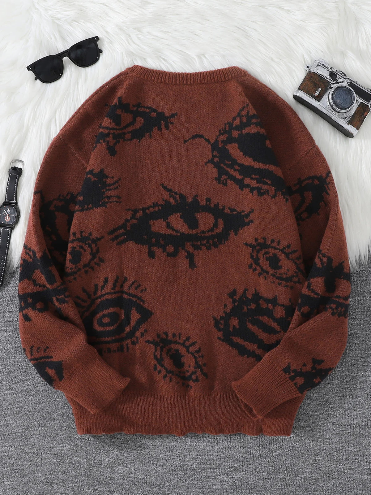 Men's Abstract Eye Jacquard Knit Sweater