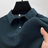Men's Textured Knit Polo – Breathable Business Casual