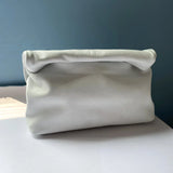 Personality roll-edge leather bag  lazy casual leather soft bag  Phone Women High Quality holding red large bag luxury designer