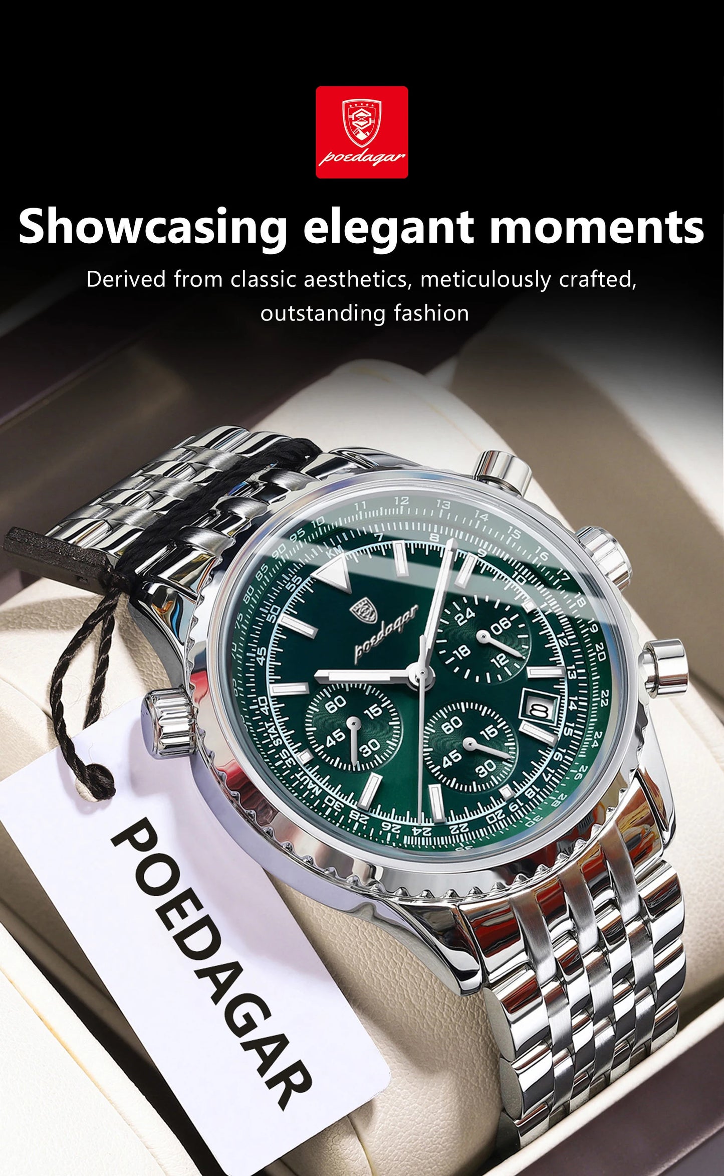 POEDAGAR Men's Luxury Chronograph Wristwatch