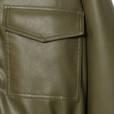 Women's Jacket Faux Leather Jacket Green Women's Demi-Season Jacket Outerwears Women's Autumn New In Coat Windbreaker Streetwear