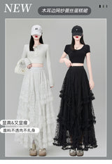 Gothic Lace Trumpet Skirt – Fairycore & Punk Streetwear
