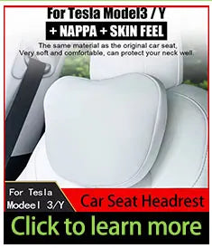 OULEX For Tesla Model 3 Y/Juniper Flocking/Leather Car Seat Neck Pillow Soft Memory Neck Pillow High-Quality Headrest Support