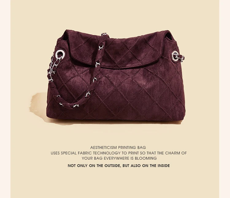 LAORENTOU Fabric Women's Strap Shoulder Bag Advanced Retro Underarm Large Capacity Fashion Quilted Handbag for Women Cossbody
