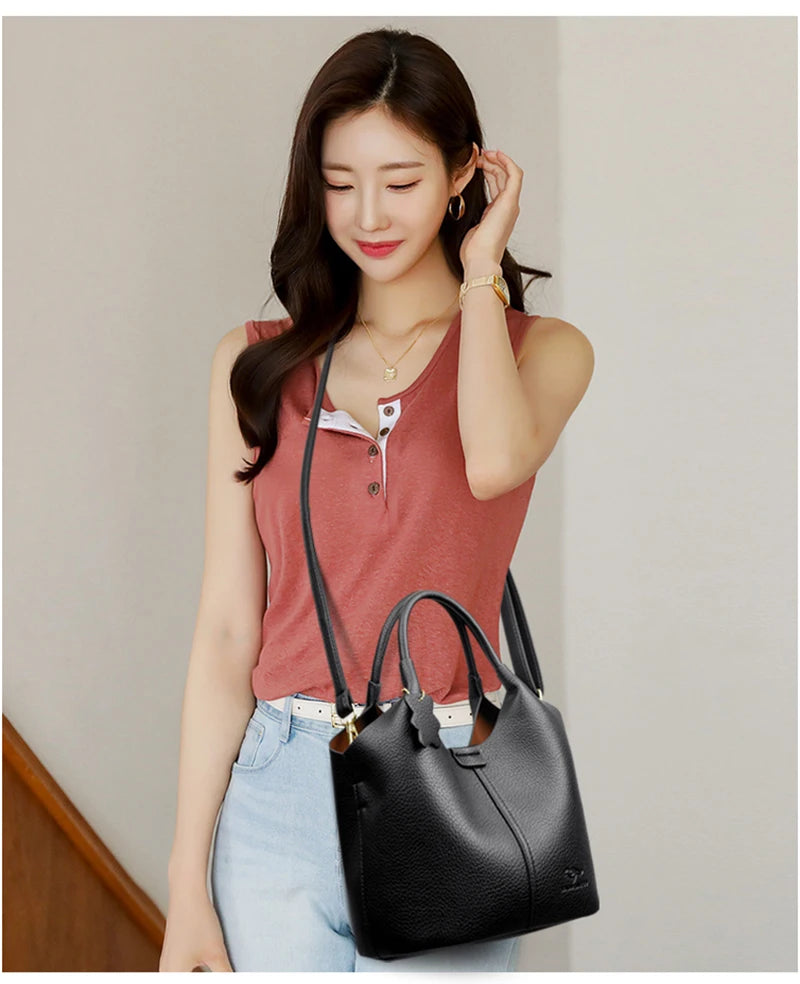 Brand High Quality Soft Leather Large Capacity Top-handle Bags Female Handbags Women Shoulder Crossbody Totes Messanger Bag Sac