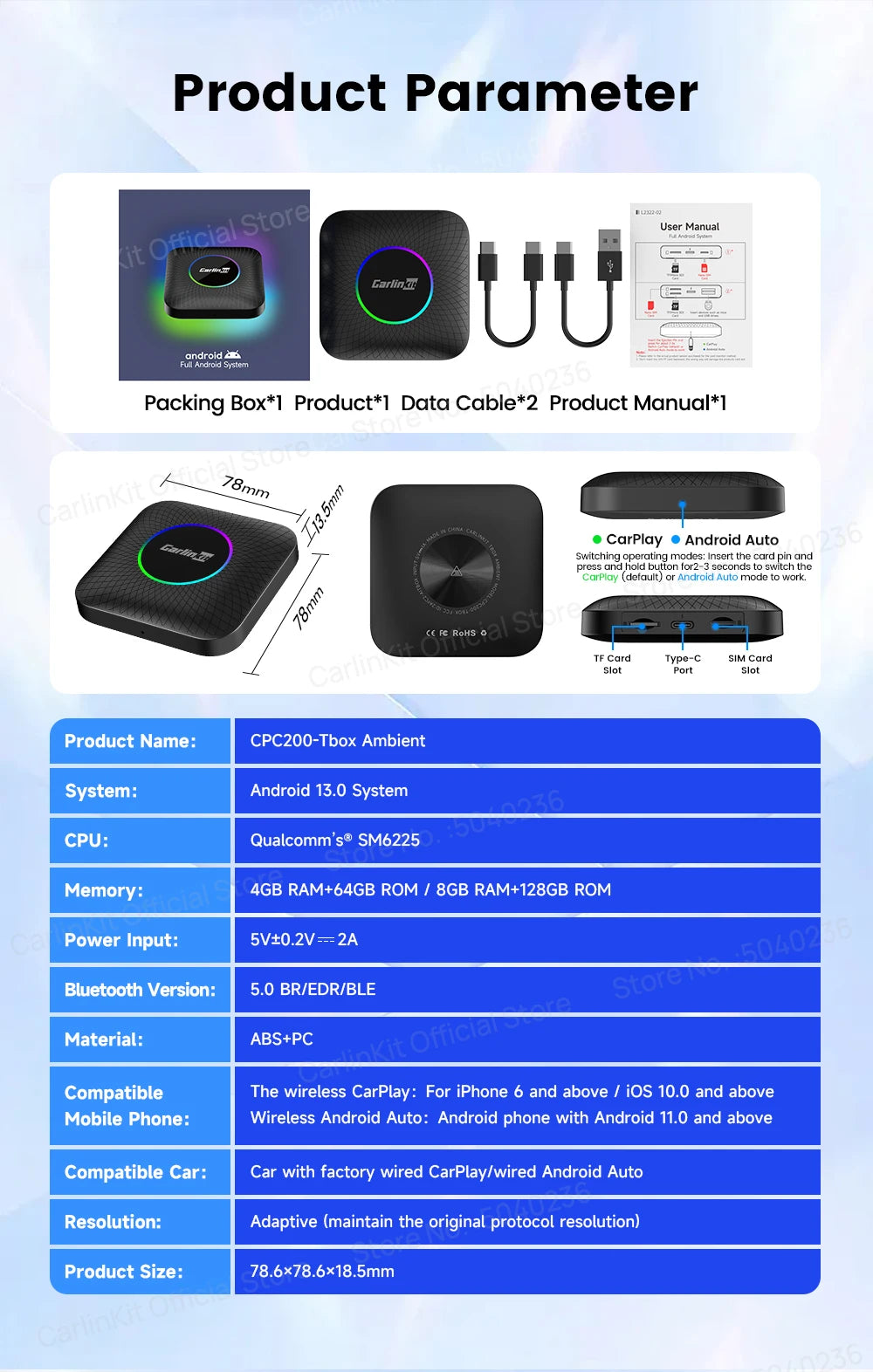 CarlinKit Wireless CarPlay & Android Auto AI Box