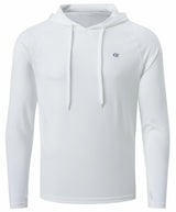 Summer Men's Long Sleeve UPF 50+ Hoodie T-Shirts, Rash Guard Quick Dry T-shirt Outdoor Sport Running Pullover