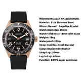 SEESTERN Diver Mens Watch Automatic Japan NH35A Movement 200M Waterproof Mechanical Wristwatches Luminous Domed Crystal S434 new