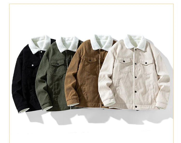 Men's Corduroy Fleece Jacket – Warm Winter Coat