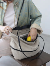 2024 Autumn Cotton And Linen Blend Material Tote Soft And Portable Shoulder Bags Women Casual Practical Bag