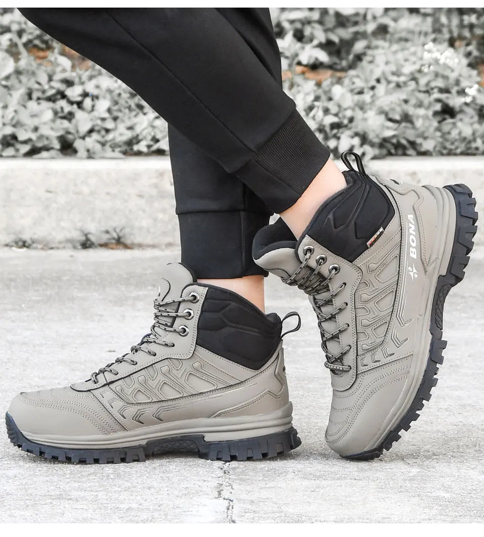 BONA 2023 New Designers Brand Winter Warm Boots Men Plush Nubuck Snow Boots Man High Quality High Top Boots Mansculino Sneakers