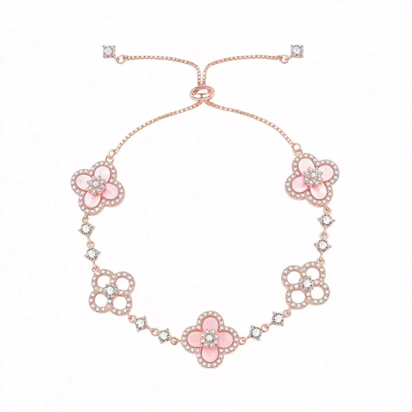 GLOSSMOON Sakura Cleef Bracelet Fashionable and Elegant Cherry Blossom Bracelet Does Not Change Color and Is Not Allergic  The Sakura Clover Bracelet showcases a multitude of brilliant diamonds, forming a luminous sparkle tha