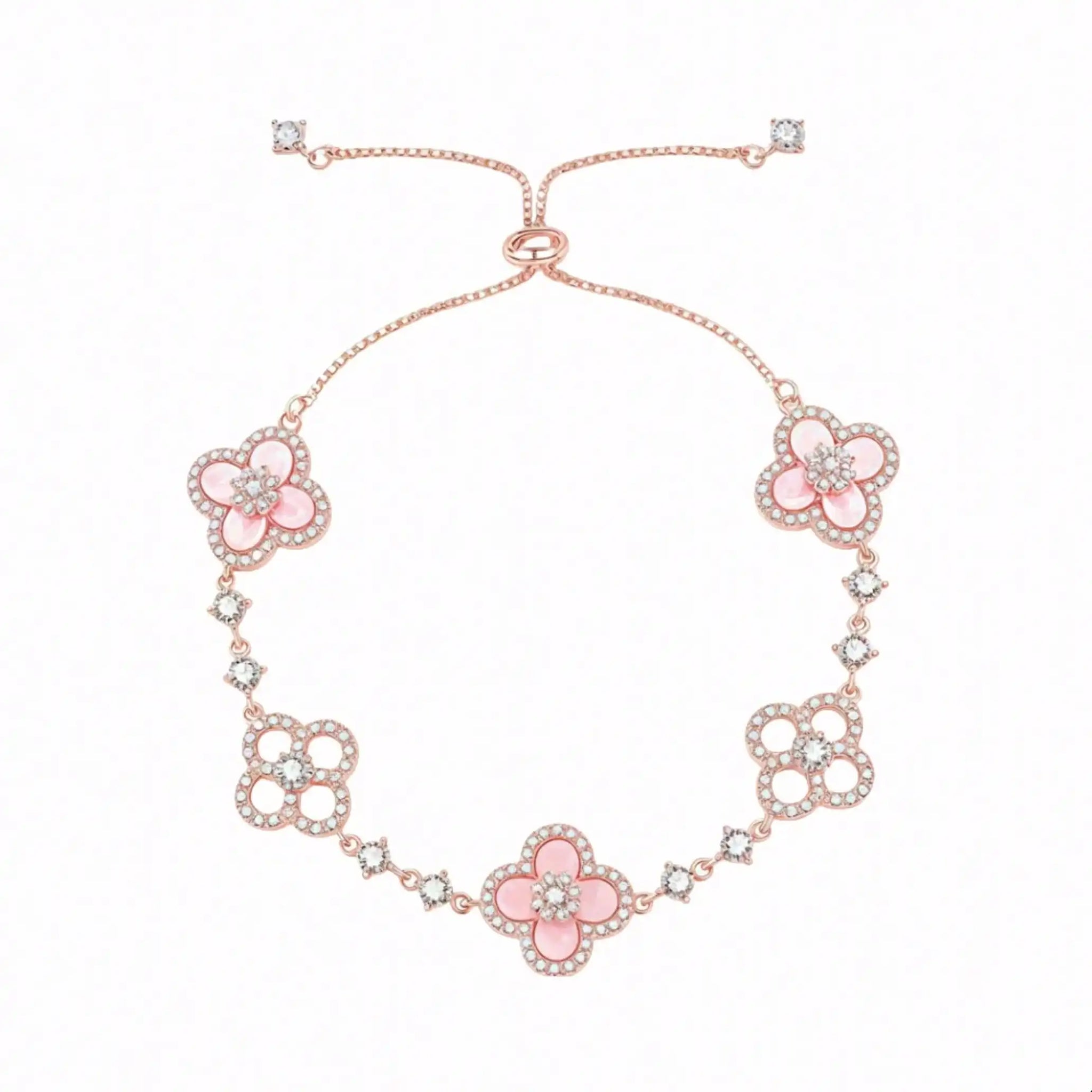 GLOSSMOON Sakura Cleef Bracelet Fashionable and Elegant Cherry Blossom Bracelet Does Not Change Color and Is Not Allergic  The Sakura Clover Bracelet showcases a multitude of brilliant diamonds, forming a luminous sparkle tha