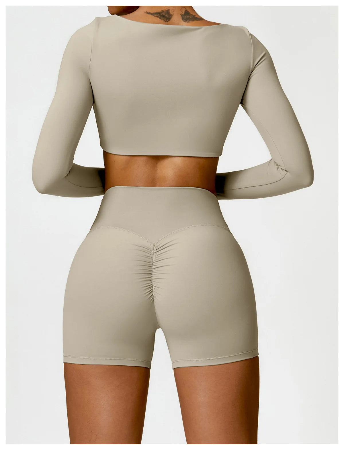 2-Piece Women's High-Waist Yoga Set – Seamless Long Sleeve Workout Suit