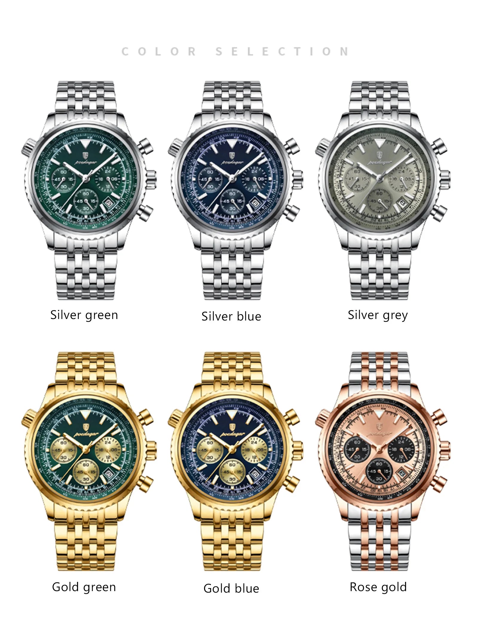 POEDAGAR Men's Luxury Chronograph Wristwatch