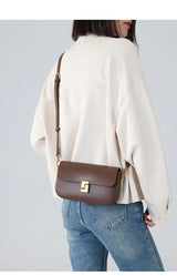 Women’s Split Leather Shoulder Bag Trend Brand Small Square Bags Luxury Designer Handbag Messenger bag for Female