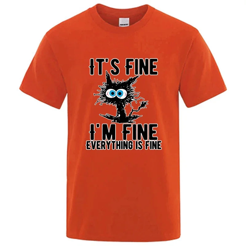 Funny Cool Cat Printed T-shirt