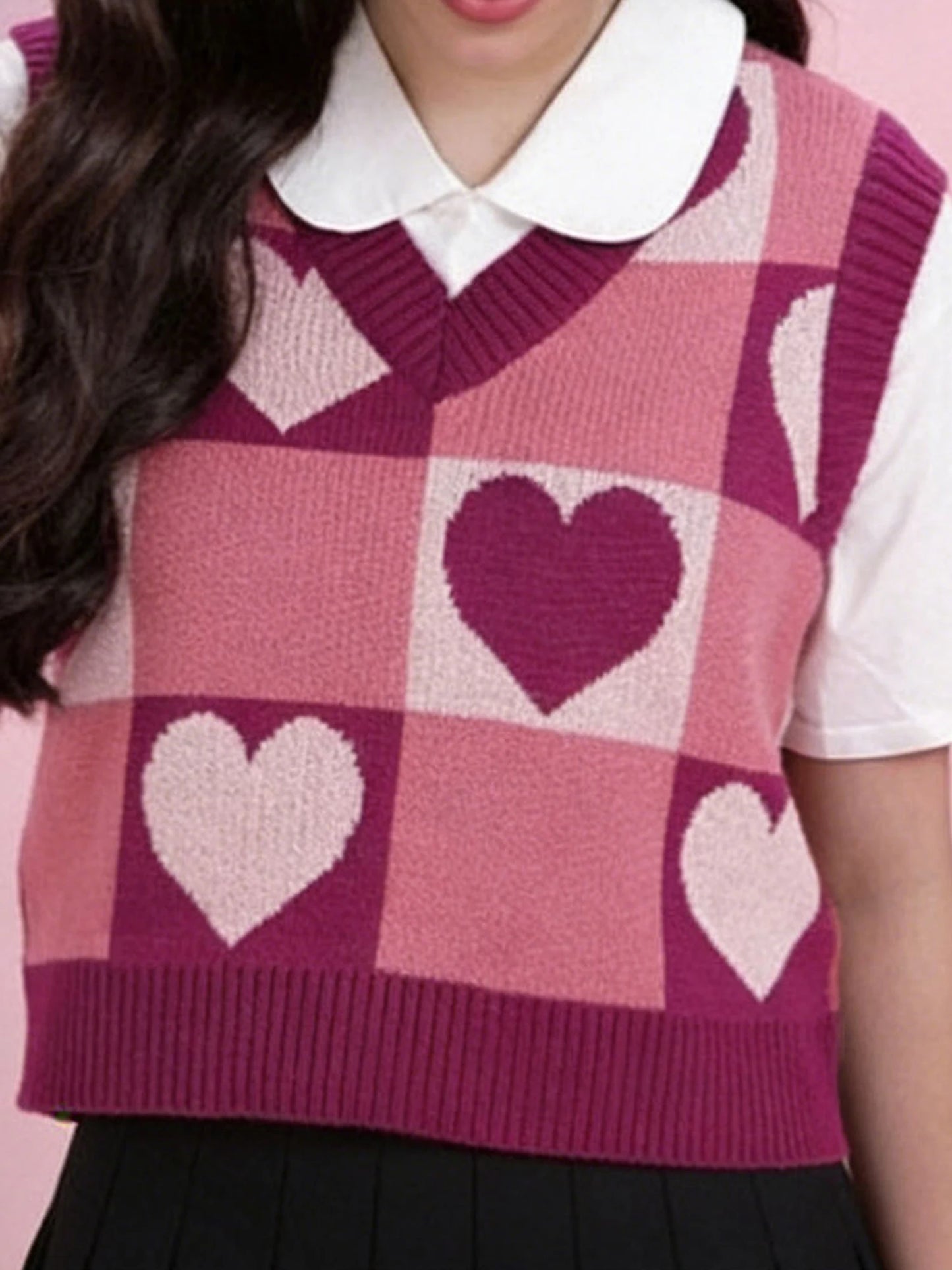 Plaid V-Neck Sleeveless Vest