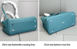 Genuine Leather Bowling Bag for Women, Top Layer Cowhide Handbag, Large Capacity Top Handle Bag, Small & Large Size
