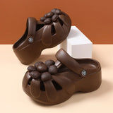 Women's Platform Clog Sandals with Flower Decor — EVA Wedge Beach Shoes
