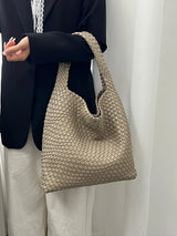 Shoulder bag Woven Bag for Women Europe and the United States popular PU leather soft fabric women underarm bag