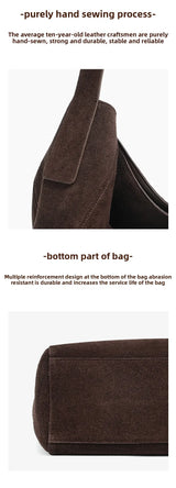 New suede velvet underarm tote bag for autumn and winter Simple large capacity first layer frosted cowhide handbag shoulder bag