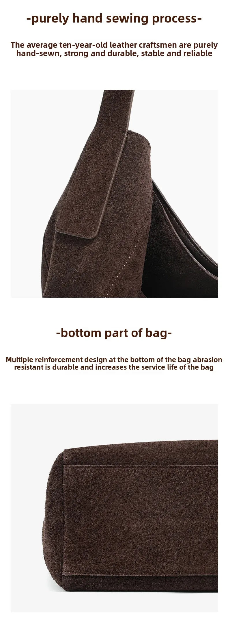New suede velvet underarm tote bag for autumn and winter Simple large capacity first layer frosted cowhide handbag shoulder bag