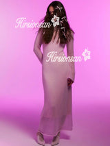Elegant O-Neck Knit Maxi Dress
